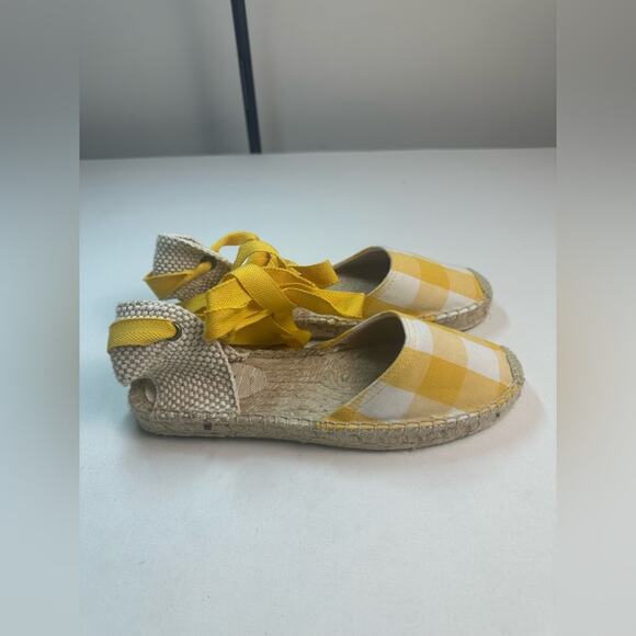 Soludos | Lauren Espadrilles Plaid Marigold Ankle Wrap Ties Jute NWOB - Picture 2 of 10